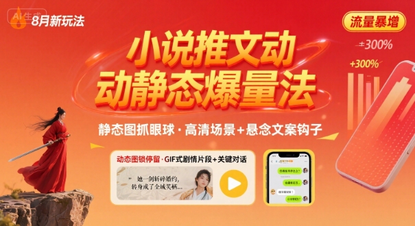 8月小说推文全新玩法，动静态图片+搭配小说文案爆量玩法-21资源库