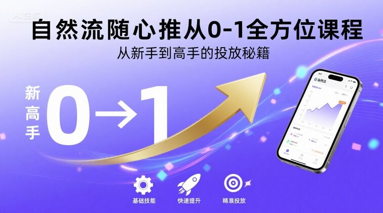 自然流随心推从0-1全方位课程，从新手到高手的投放秘籍-21资源库