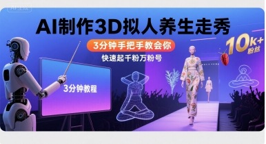 Ai制作3D拟人养生走秀，3分钟手把手教会你，快速起千粉万粉号-21资源库