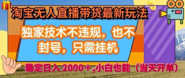 淘宝无人直播带货最新玩法，独家技术不违规，也不封号，全自动运行，只需挂着，  稳定日入2k【揭秘】-21资源库