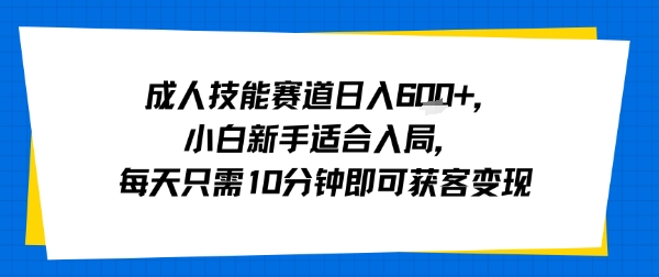 成人技能赛道日入多张，小白新手适合入局，每天只需10分钟即可获客变现-21资源库