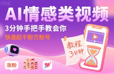 AI情感类视频，3分钟手把手教会你，快速起千粉万粉号-21资源库