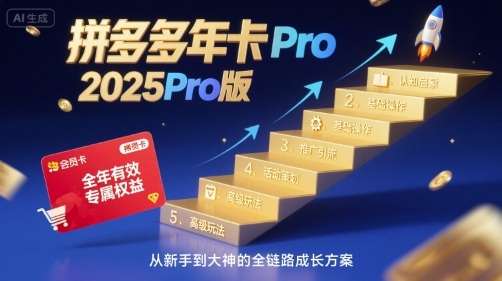 拼多多年卡2025Pro版，五大板块从认知到基础、从推广到活动、从活动到玩法-21资源库