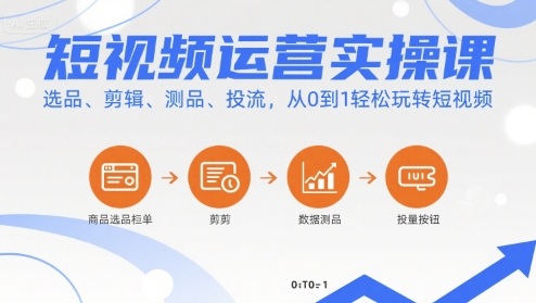 短视频运营实操课，选品、剪辑、测品、投流，从0到1轻松玩转短视频-21资源库