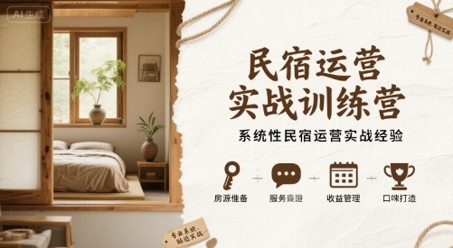 民宿运营实战训练营，系统性民宿运营实战经验-21资源库