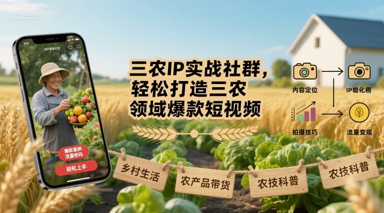 三农IP实战社群，轻松打造三农领域爆款短视频-21资源库