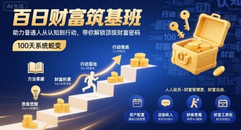 百日财富筑基班，助力普通人从认知到行动，带你解锁顶级财富密码-21资源库