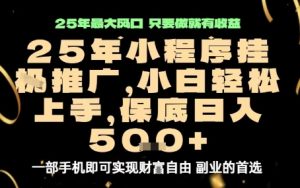 微信小程序挂G推广，解放双手，保底日入5张【揭秘】-21资源库