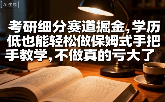 考研细分赛道掘金，日入1k+，学历低也能轻松做保姆式手把手教学，不做真的亏大了【揭秘】-21资源库