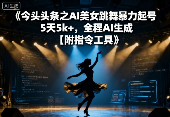 今日头条之AI美女跳舞暴力起号，5天1k+，全程AI生成【附指令工具】-21资源库