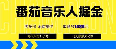 番茄音乐人掘金，单账号最高可撸1k+，可无限矩阵去做，零投入-21资源库