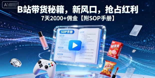 B站带货秘籍，新风口，抢占红利，7天2k+佣金【附SOP手册】-21资源库