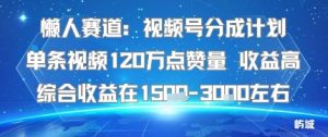 懒人赛道：视频号分成计划单条视频120W点赞量 收益高综合收益在1.5K左右-21资源库