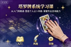 塔罗牌系统学习课,助你从入门到精通,塑造个人占卜风格,掌握专业咨询能力-21资源库