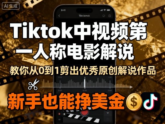 Tiktok中视频第一人称电影解说，教你从0到1剪出一个优秀的原创解说作品，新手也能挣美金-21资源库