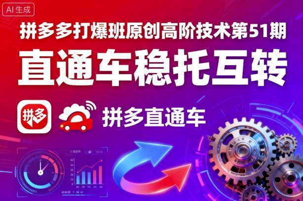 拼多多打爆班原创高阶技术第51期，直通车稳托互转-21资源库