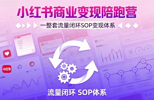小红书商业变现陪跑营，轻IP矩阵 私域获客 聚光投流，一整套流量闭环SOP变现体系-21资源库