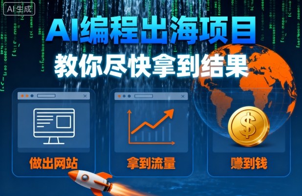 AI编程出海项目，教你尽快拿到结果-做出网站、拿到流量、賺到钱-21资源库
