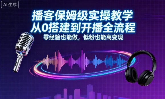 播客保姆级实操教学，从0搭建到开播全流程，零经验也能做，低粉也能高变现-21资源库