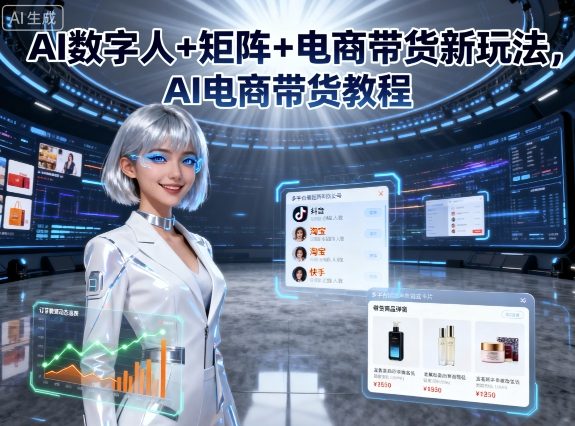 AI数字人+矩阵+电商带货新玩法，AI电商带货教程-21资源库