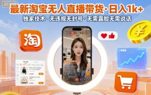 最新淘宝无人直播带货,日入1k+,独家技术,无违规无封号,无需露脸无需说话【揭秘】-21资源库