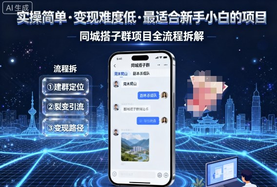实操简单，变现难度低，最适合新手小白做的项目，每天轻松收入3张，同城搭子群项目全流程拆解-21资源库