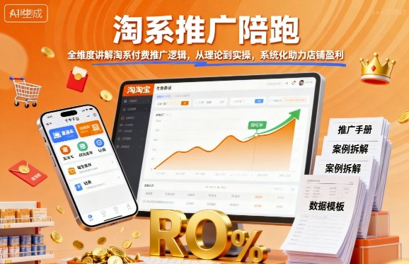 淘系推广陪跑，全维度讲解淘系付费推广逻辑，从理论到实操，系统化助力店铺盈利-21资源库