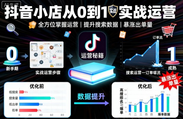 抖音小店从0到1实战运营，帮你全方位掌握小店运营，提升搜索数据与出单量-21资源库