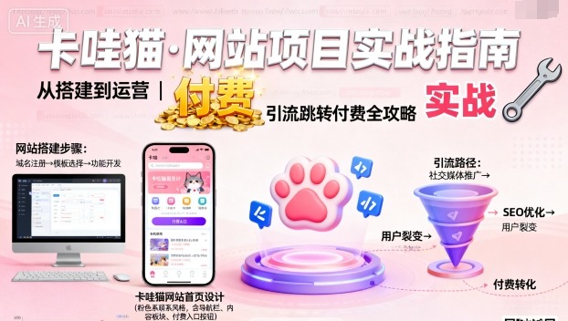 卡哇猫·网站项目，网站搭建与运营以及引流跳转付费-21资源库