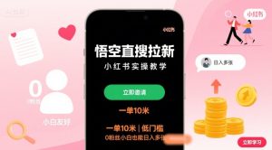 悟空直搜拉新小红书实操教学，一单10米，低门槛，0粉丝小白也能日入多张-21资源库