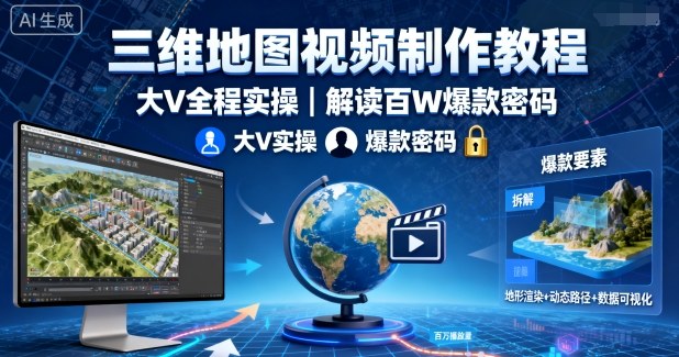 三维地图视频制作教程，大V全程实操，解读百W爆款密码-21资源库