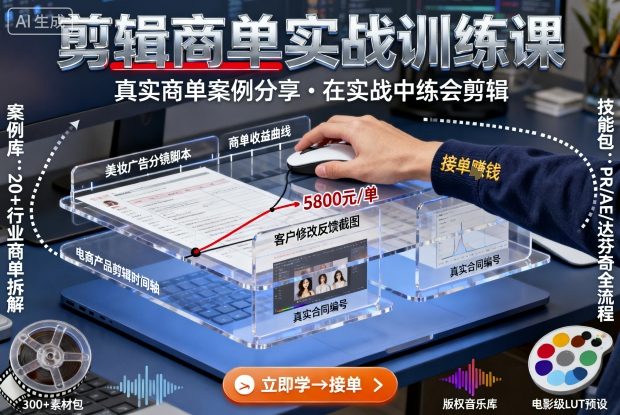 剪辑商单实战训练课，真实商单案例分享，在实战中练会剪辑-21资源库