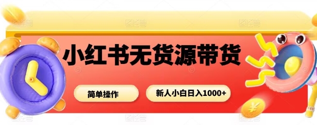 小红书无货源带货项目，简单无脑，新人小白日入多张-21资源库