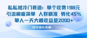 私域冷门赛道单个收费198米引流模板简单人群精准 45%的转化率单人一天大概收益多张-21资源库