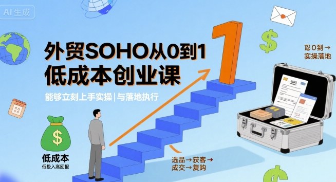 外贸SOHO从0到1低成本创业课，能够立刻上手实操与落地执行-21资源库