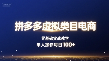 拼多多虚拟类目电商，零基础实战教学，单人操作每日100+-21资源库