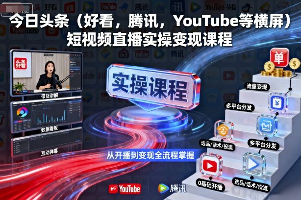 今日头条（好看，腾讯，YouTube等横屏）短视频直播实操变现课程-21资源库