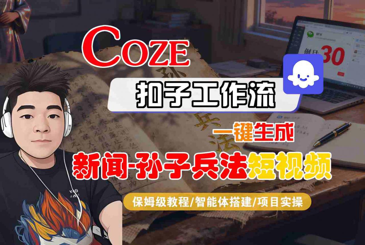 Coze扣子智能体工作流一键生成“新闻-孙子兵法“短视频，全流程保姆级教学-21资源库