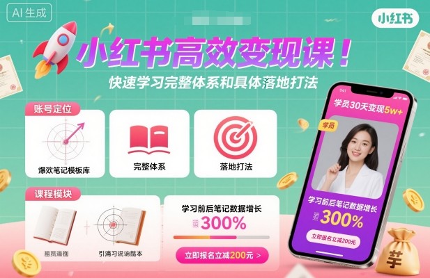 小红书高效变现课，快速学习小红书完整体系和具体落地打法-21资源库