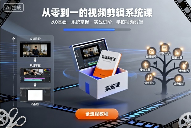 从零到一的视频剪辑系统课，从0基础–系统掌握–实战进阶，学拍视频剪辑-21资源库