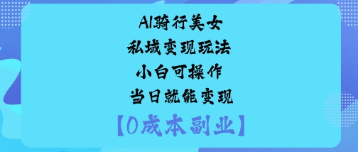 AI骑行美女私域变现玩法小白可操作当日就能变现-21资源库