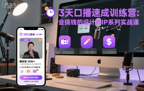 3天口播速成训练营，会搞钱的设计师IP系列实战课-21资源库