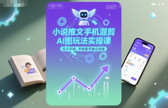 小说推文手机混剪AI图玩法实操课，日入可观，手机即可独立完成-21资源库