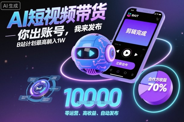 AI短视频带货，你出账号，我来发布，B站计划最高躺入1W【揭秘】-21资源库
