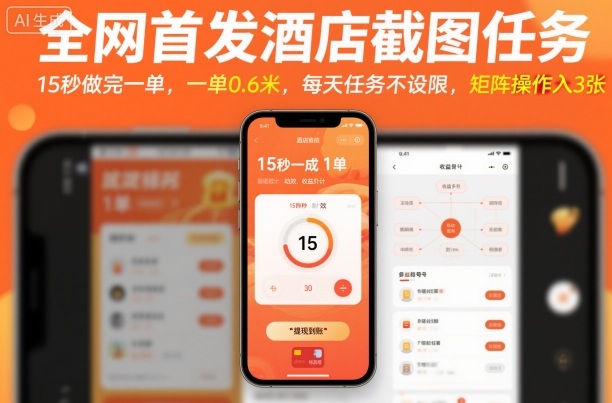 全网首发酒店截图任务，15秒做完一单，一单0.6米，每天任务不设限，矩阵操作日入3张【揭秘】-21资源库