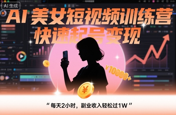 AI美女短视频训练营，快速起号变现，每天2小时，副业收入轻松过1W-21资源库