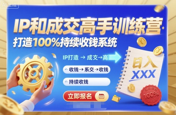 带你成为IP和成交高手的训练营，打造100%持续收钱系统-21资源库