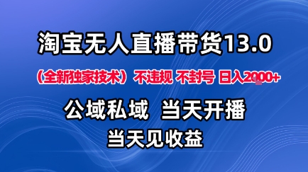 淘宝无人直播13.0，公域私域技术，不封号，不违规布局下半年旺季赛道，日入1K+（独家技术）【揭秘】-21资源库