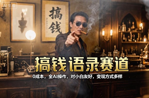 搞钱语录赛道，0成本，全AI操作，对小白友好，变现方式多样-21资源库