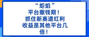 “炬焰”：平台撒钱期！抓住新赛道红利，5分钟二创内容，收益是其他平台几倍！-21资源库
